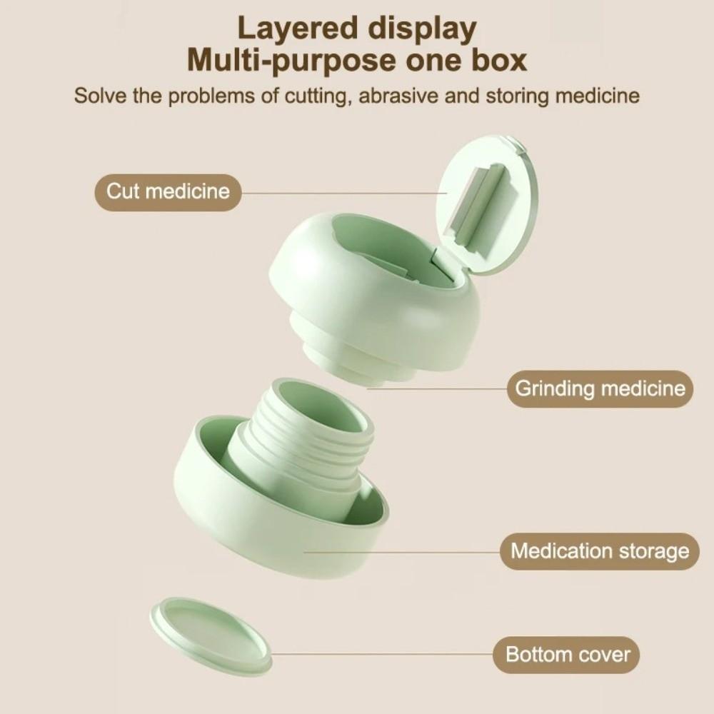 3-in-1 Pillenschneider-Box Tragbar Edelstahl-Pillenmörser Staubdicht Präzises Schneiden Medikamententeiler Tabletten