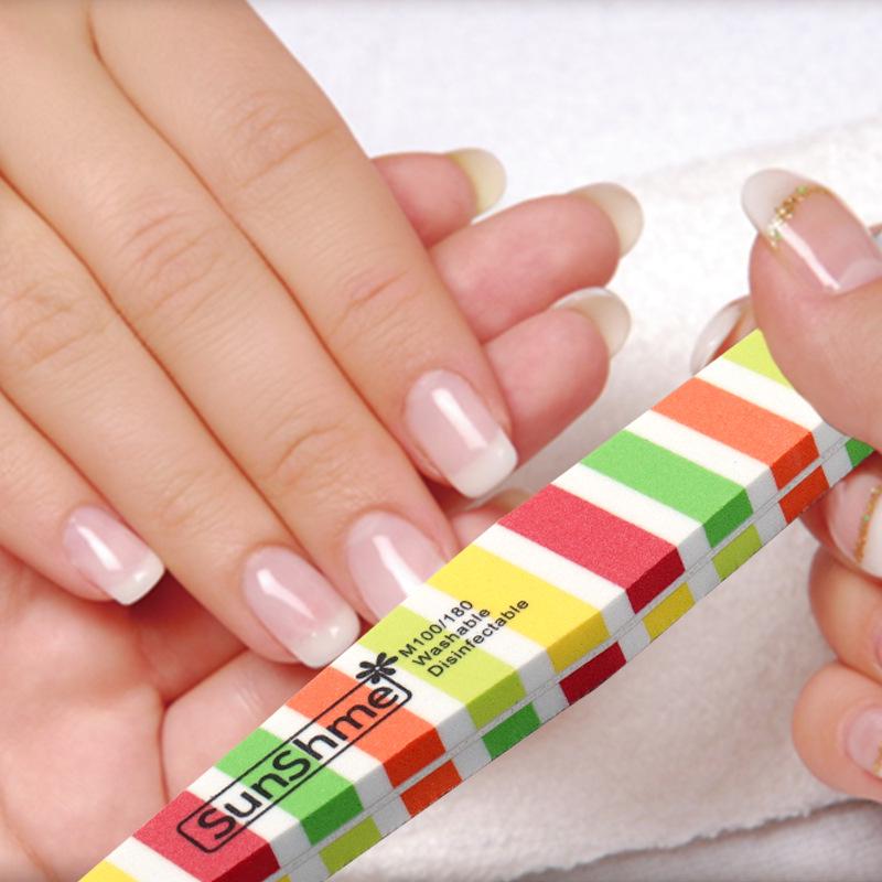 Rainbow Stripe Nail Art Sponge File Buffer