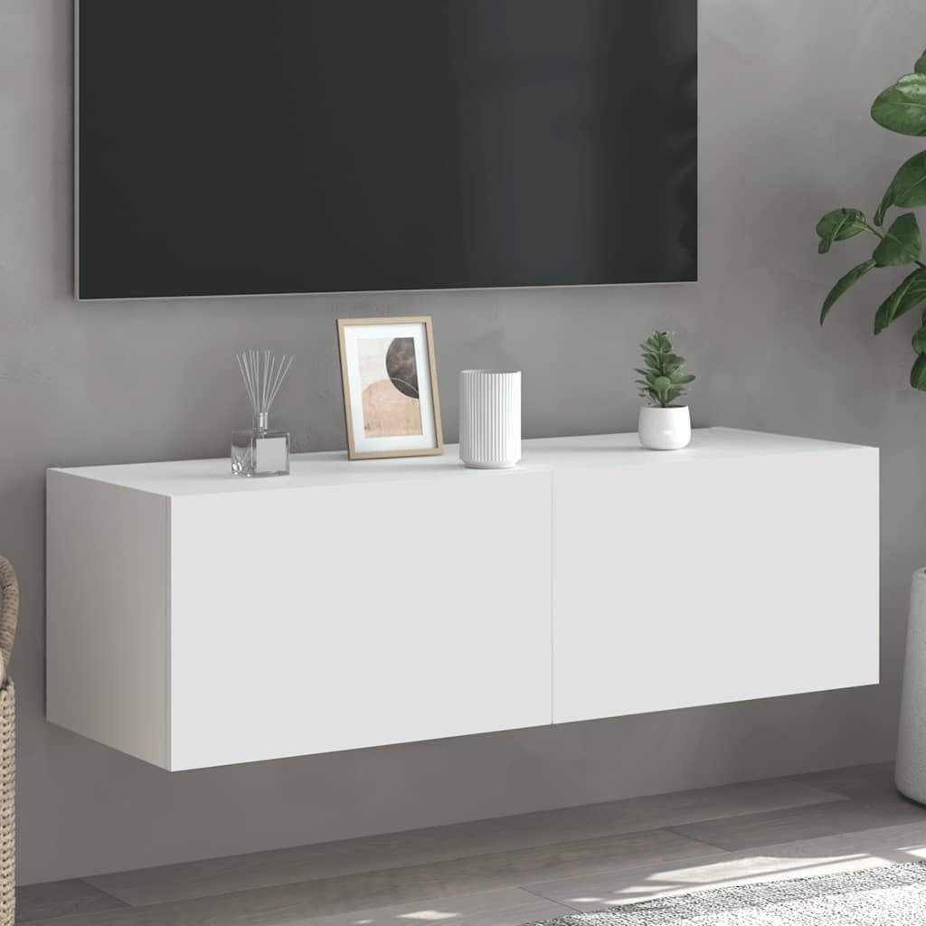 Wall Mounted TV Cabinet with RGB LED Lights White 100 x 35 x 31 cm