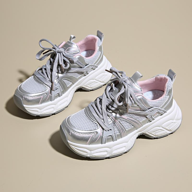 Fashion CRLAYDK Chunky Sneakers für Damen Plattform Mesh Mode Casual Dad Schuhe Damen Schnürschuhe Walking Bequem Sport Tennis