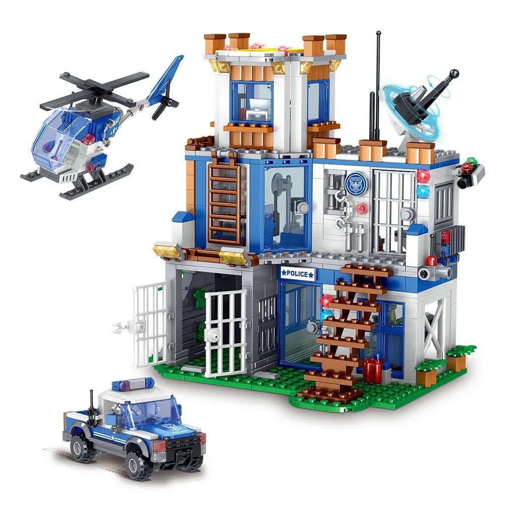 Fire Station City Oceans Blocks Compatible Fire Station Set with Fire Station Fire Helicopter Fire Ship Rescue Boat