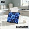 1pc Tissue Box, Realistic Blue Anemone Serene Pattern, 2D Flat Printing, Polyester Fabric, Folds Flat, Tissue Organizer, for Washrooms, 2D Flat