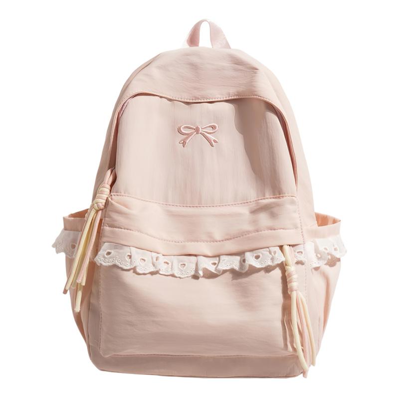 Zaino in Pizzo con Fiocco Ricamato Borsa Scolastica per Studenti