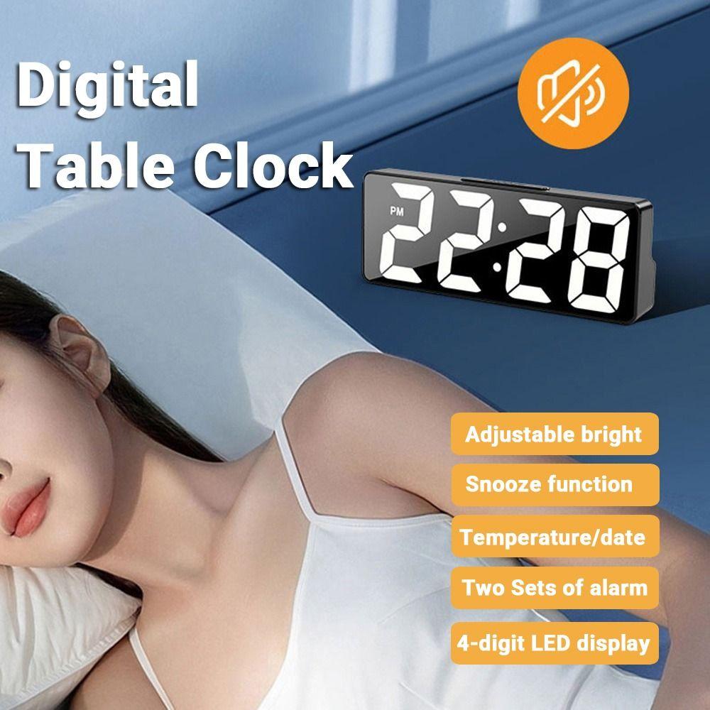12/24H Format Electronic Table Clock 2 Levels Brightness LED Digital Clock  Bedroom