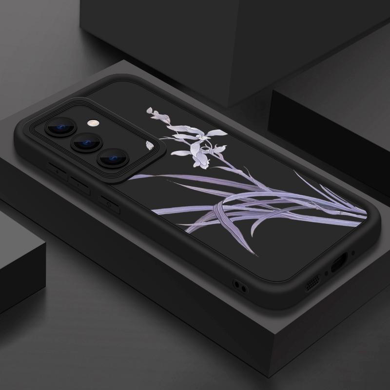 Purple Orchid Floral Pattern Case For Samsung Galaxy A57 A37 A17 A56 A36 A26 A16 5G A55 A35 A15 A54 S21 FE S22 S23 S24 Plus S25 Edge S26 Ultra Cover