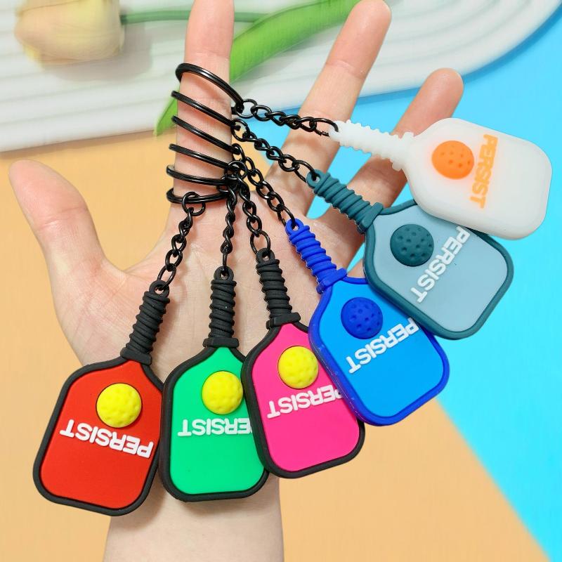 Soft Pvc Pickleball Paddle Keychains Multiple Bright Colors For Bag Decoration Gifts For Pickleball Enthusiasts