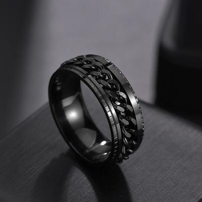Vogue High Quality Popular Couple Rotable Rings Men Women Reliever Ring Stainless Steel Jewelry Gift Spinner Chain Rotatable Punk