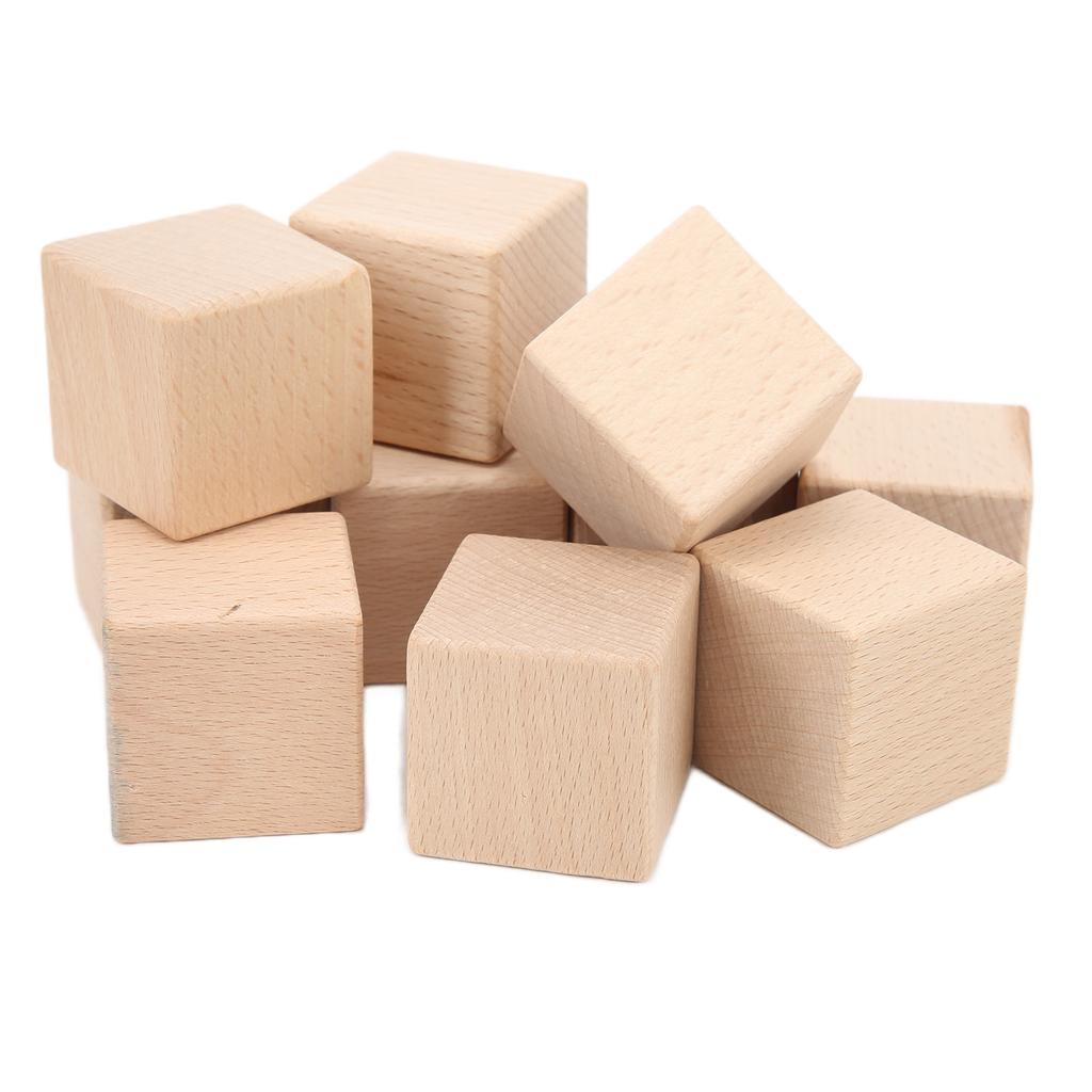 10Pcs Unfinished Wooden Blocks 4cm Smooth Durable Sturdy Uniform Size Small Wood Cubes for Crafts DIY Home Decor