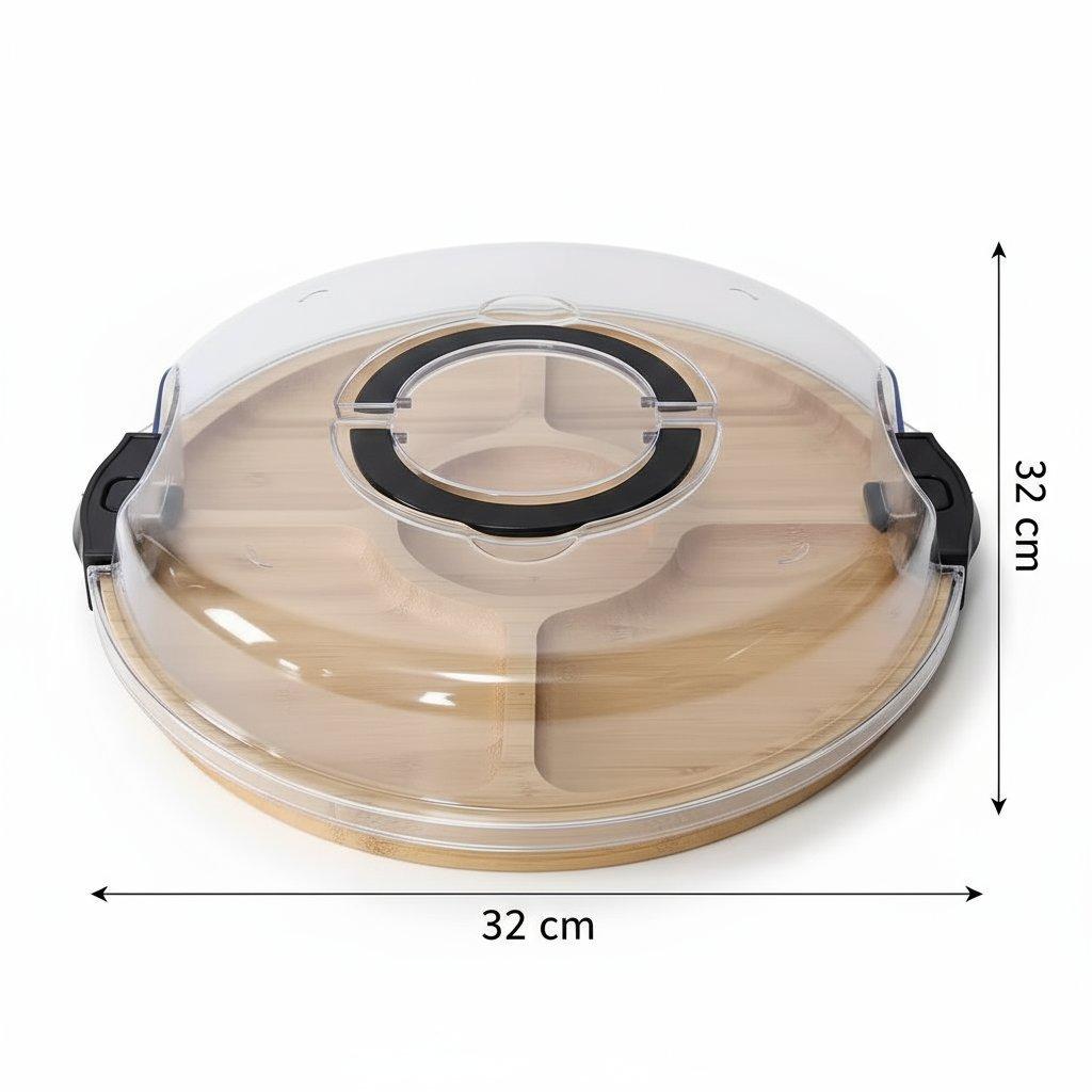 

Cheese Tray with Grid Snack Tray Wooden Cheese Board Picnic Box Fruit Bento Box Suitable for Outdoor Travel Camping Vacation