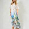 Europe And The United States Popular V-Neck Sexy Belt Waist Watercolor Chiffon Medium And Long Dress