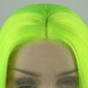 VOCOSTE Hitzebeständige Lace Front Perücke, Mittel-Lang Gerade Bob Perücke für Mädchen, 41cm, Fluoreszierendes Grün, für den täglichen Gebrauch