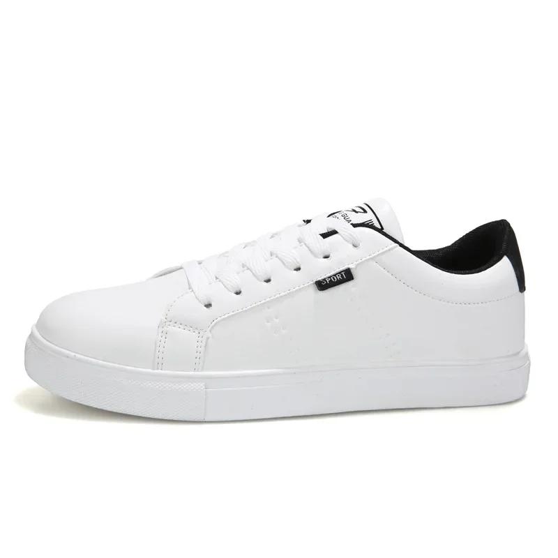 

Летняя белая обувь на шнуровке, мужские кроссовки, дышащая повседневная вулканизированная обувь, мужские классические кроссовки из ПУ кожи, 2025 39 чёрный