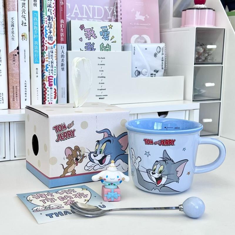 Cat and Mouse Cute Ceramic Mug Couple Coffee Milk Cup Children with Graduated Drinking Cup Birthday Gift