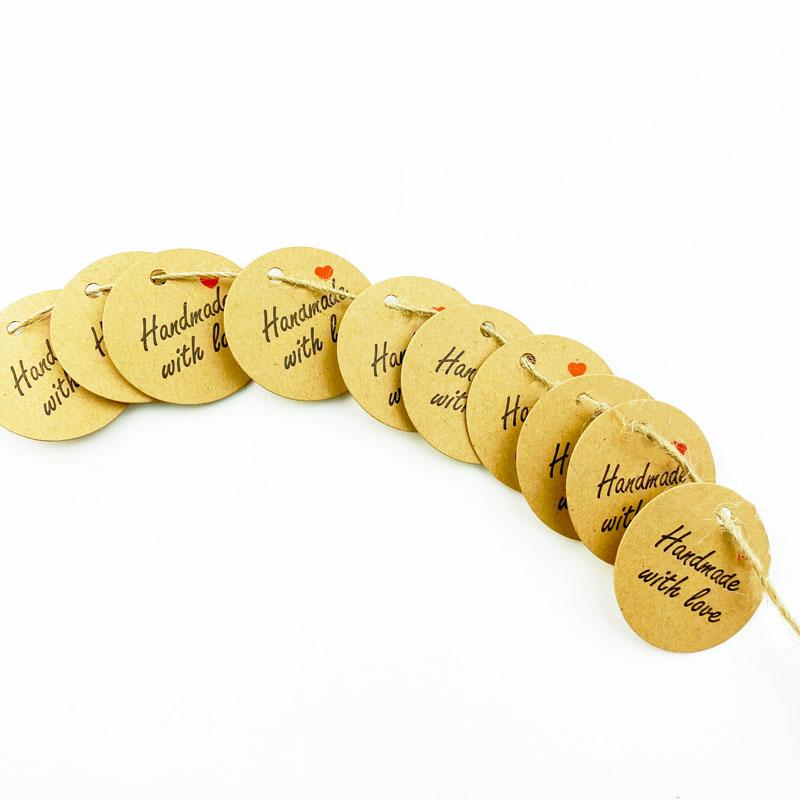 100pcs Round Kraft Paper Gift Tags Baking Printed Tag Celebrating Labels Handmade Wedding Party Decoration Packaging Hang Paper