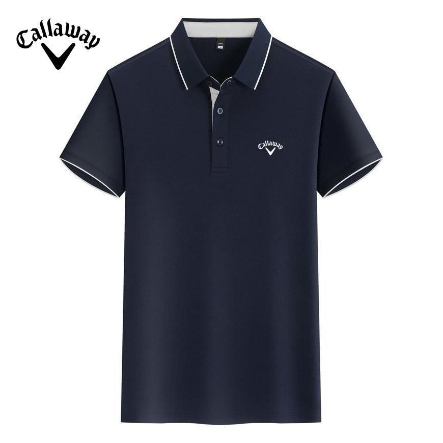 

Летняя мужская и женская рубашка-поло Callaway 2025 года с вышивкой 5A, антибактериальная, Di Skin, хлопок, удобная, дышащая, с цветным воротником L темно-синий
