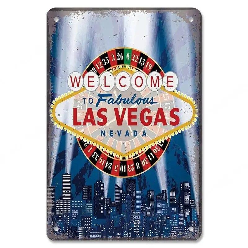 Welcome To Las Vegas Plaque Metal Tin Signs Vintage Decor Nevada Casino Metal Posters Wall Art Decor