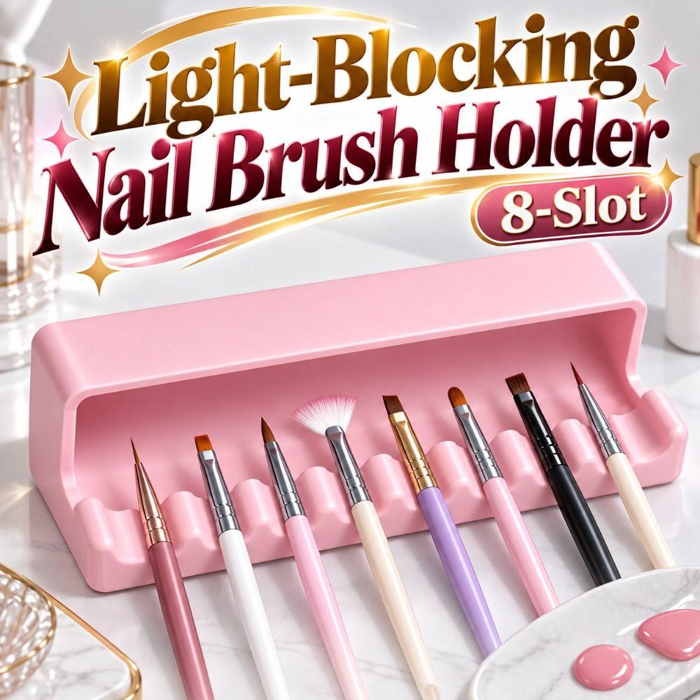 Plastic Nail Brush Stand 8-Slot Manicure Brush Organizer Nail Brush Holder Nail Technician