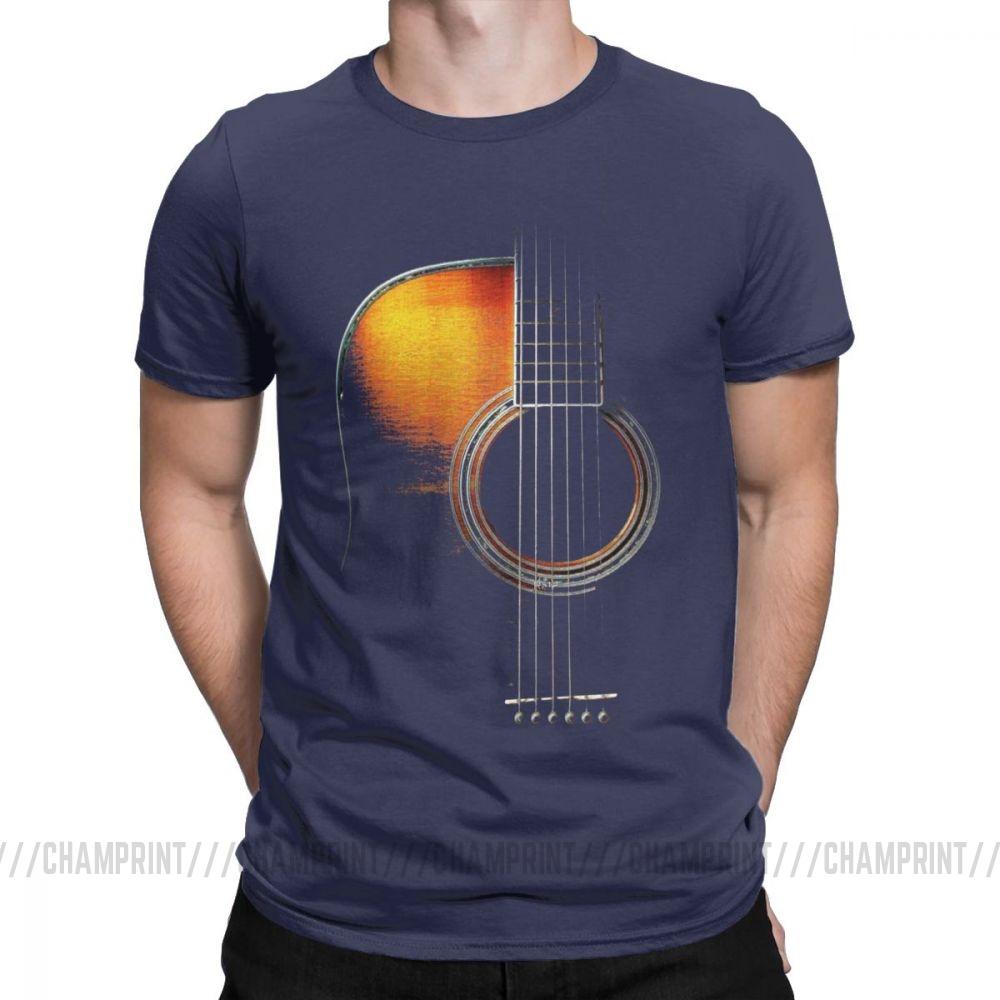 Men T Shirt Acoustic Guitar Hi Lite Music Vintage 100 Cotton Tees Short Sleeve T