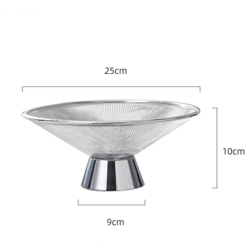 Light Luxury Glass Fruit Plate Living Room Nut Dessert Candy Snack Home Kitchen Tableware High Foot