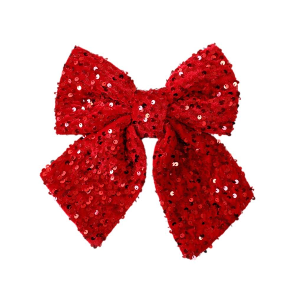 

Сверкающая рождественская подвеска в виде банта, флокированные рождественские подвесные украшения, бант для рождественской елки, Navidad Style D