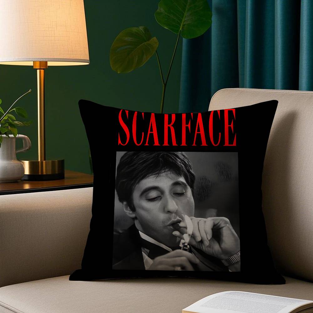 Classic Movie S-scarfaceS Vintage Pillow Case Short Plush Print Cushion Cover Square Throw Pillow Covers Sofa Home Decor