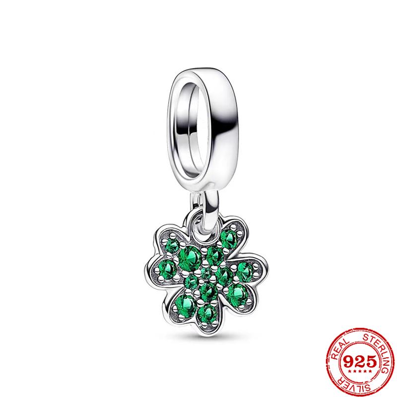 925 Silver Butterfly Four Clover Leaves Flower Charm Bead Fit Original Pendant Bracelet Necklace Jewelry Gift For Women