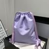 Schoolbag solid color Korean version drawstring retro versatile large capacity backpack female niche simple fashion personalized backpack