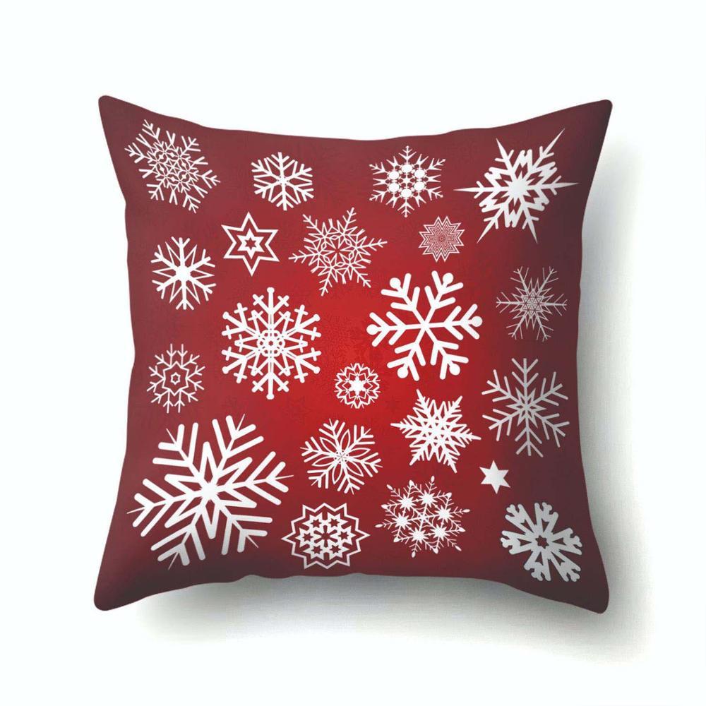 

Новый год, Рождество, олень, снежинка, красный чехол для подушки с принтом, украшение для дома, гостиной, дивана, чехол для подушки из полиэстера 60X60CM