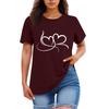 Ladies' Loose Comfortable Casual Fashionable  Heart Pattern Printed Round Neck Short Sleeved Shirt