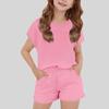 Einfaches Kurzarm-Oberteil und Shorts Set für Mädchen Lässiges Stilvolles Zweiteiliges Outfit
