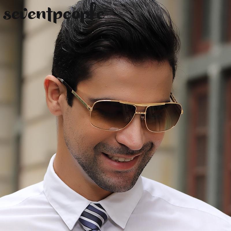Vintage Square Sunglasses Men Luxury Brand Designer Metal Frames Sun Glasses for Male Fashion Rectangular Sunglass Gafas De Sol