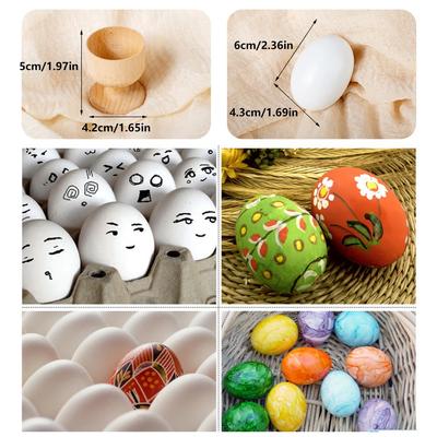 Easter Decorations Paintable Smooth Surface Wooden Easter Eggs DIY Crafts for Home Spring Party Holiday Ornaments