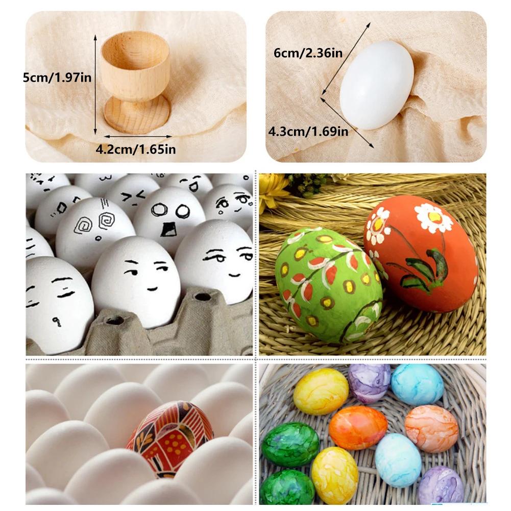 Easter Decorations Paintable Smooth Surface Wooden Easter Eggs DIY Crafts for Home Spring Party Holiday Ornaments