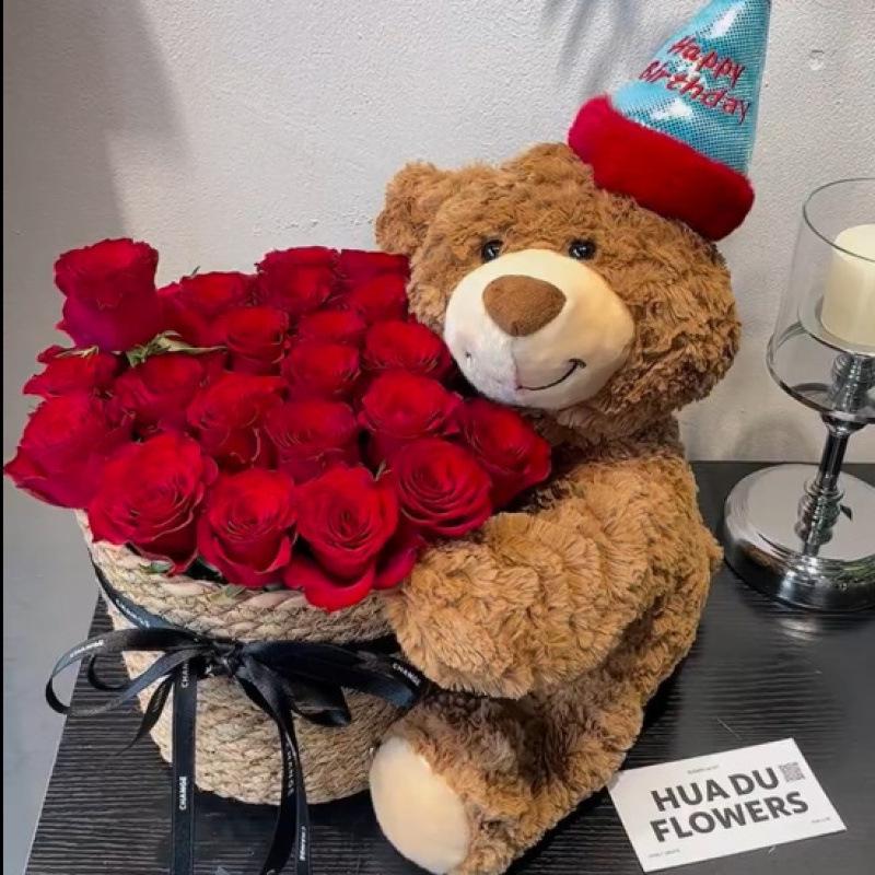 Birthday Soap Flower Bear Bouquet: Teddy Bear Hug Gift for Girlfriend or Best Friend