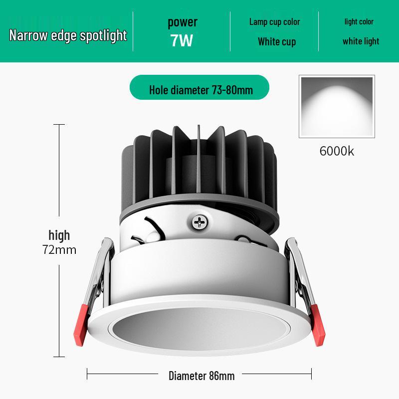 Hidden Anti-Glare LED Spotlight: Embedded Living Room Ceiling Downlight with Wall Washer