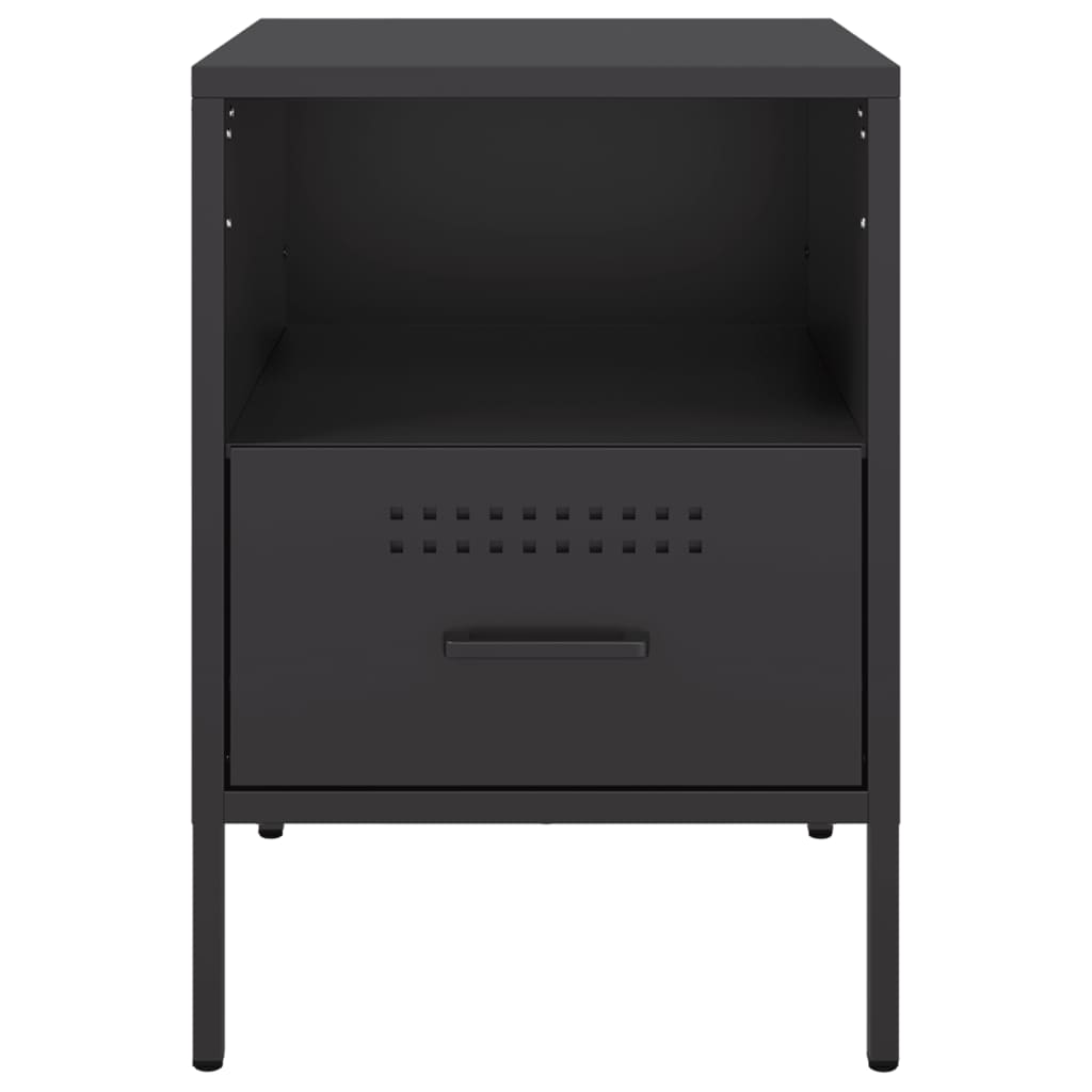 Nightstands 2 pcs. Black 36 x 39 x 50.5 cm Steel