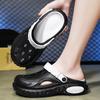 Mens Slide Shoes Pu Hole Mens Mules Anti-Skid Slide Shoes Thick Soft Platform Slide Stylish Plush Comfort Mens Sandal Shoes Summertime Shoes