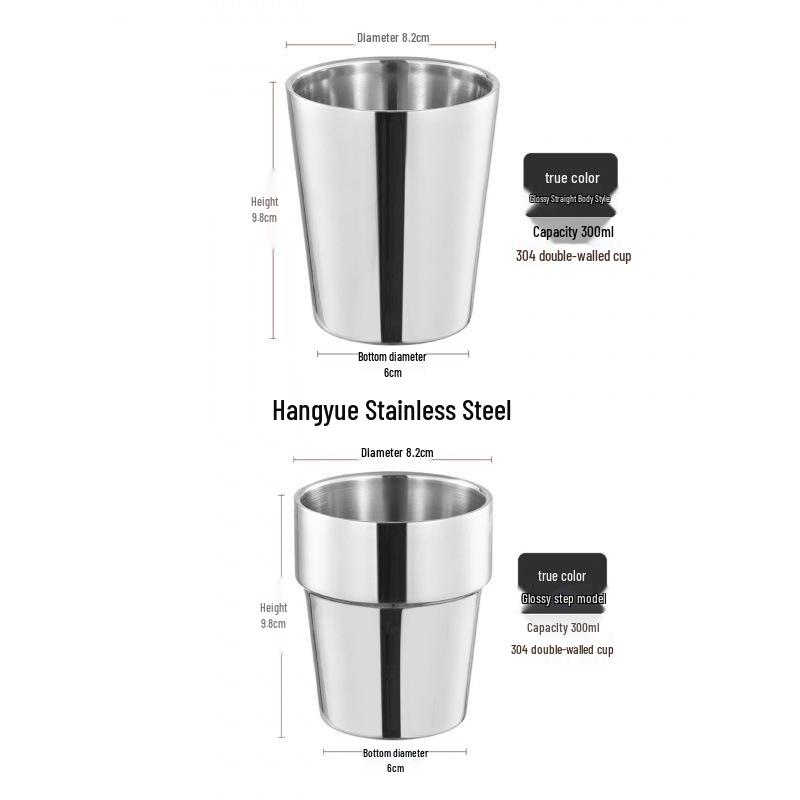 

Korean-Style Double-Layer Stainless Steel Beer Mug for Barbecue 170ml Straight природний