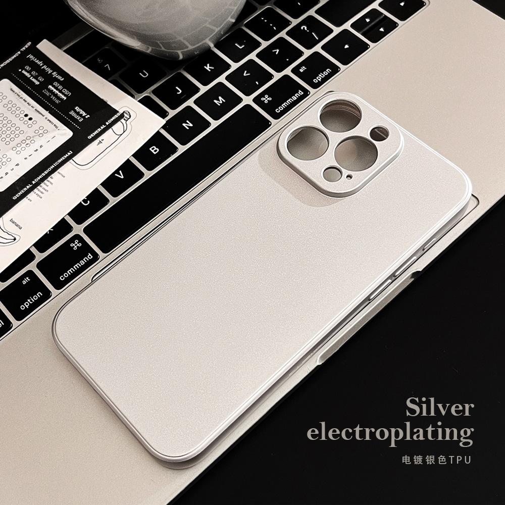 Electroplating Silver Apple 16 Apple Phone Case 15promax All Inclusive IPhone 14 Suitable for 13 Solid Color Simple 12