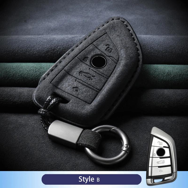 

Кожаный чехол для ключа автомобиля для BMW X1 X3 X5 X6 X7 F20 F15 F16 F48 G20 G30 G01 G02 G05 G11 G32 1 3 7 Серии Брелок Замшевые Аксессуары
