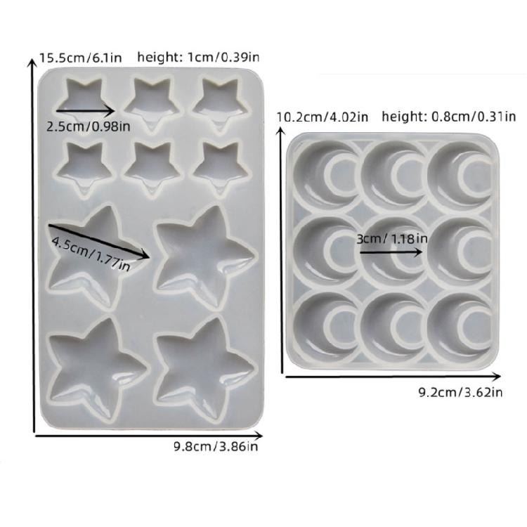 2Pcs/Set Moon and Star Shaped Mold Resin Necklace Pendant Casting Mould Versatile Silicone Molds for Jewelry Crafting