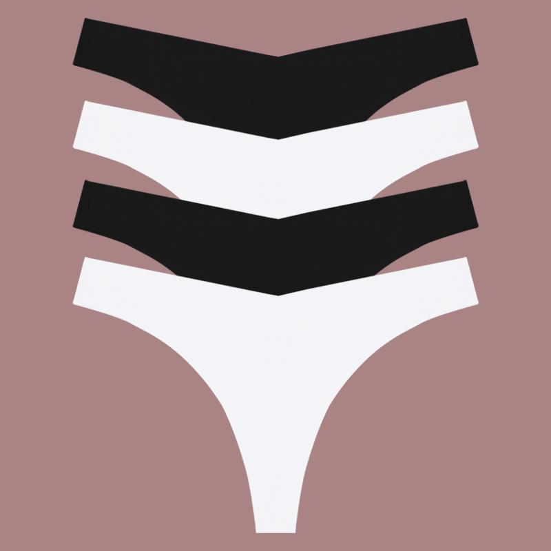 

4 шт. нижнее белье из ледяного шелка, женские бесшовные стринги, сексуальные, с низкой талией, с V-образным вырезом, женские дышащие однотонные трусики, спортивные трусы M&4pcs