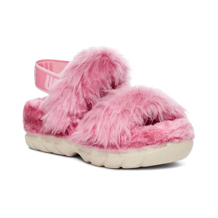 UGG Fluff Sugar Sandal Fabric Lightweight Comfortable Fashionable Slippers Women Sandals Pink 1119999-PINK