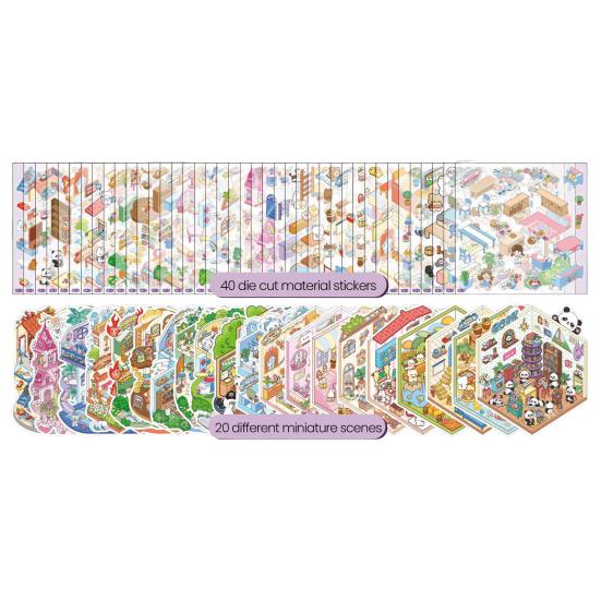 DIY 3D Scene Sticker Collection Book for Kids Adults Make Your Own Shop House Stickers for Relief Stress Pass The Time