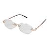 Hodogaya Electronic Sales Reading Stylish Metal (Hodogayadenshihanbai) Glasses, Frame, Rimless, Two-Point Frame, +1.50 Power, Lightweight, Gold,