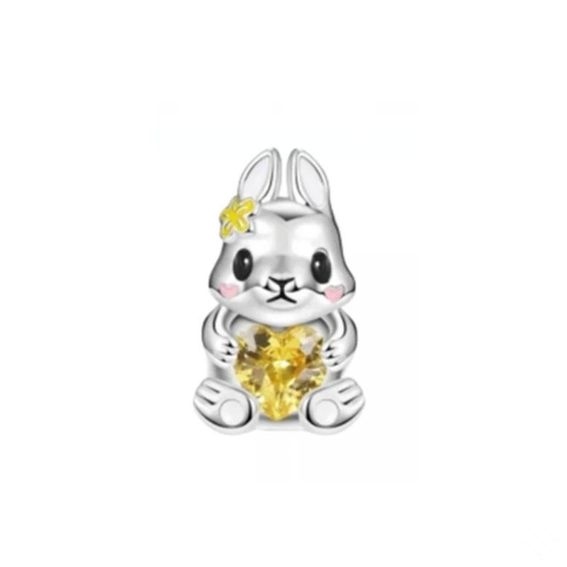 New Copperdaisy Bunny Cat Mouse Calf Embraces Heart Gemstone Charm Bead Fit Original Braceletdiy Women Jewelry