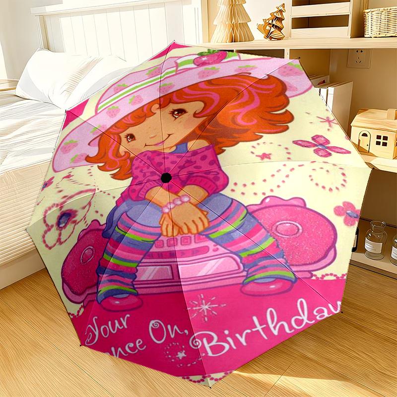 Strawberry Hat And Cat Umbrella 8-Frame for Travel, camping, Casual Lightweight Portable Umbrella, Essential for every family Holidays Gift