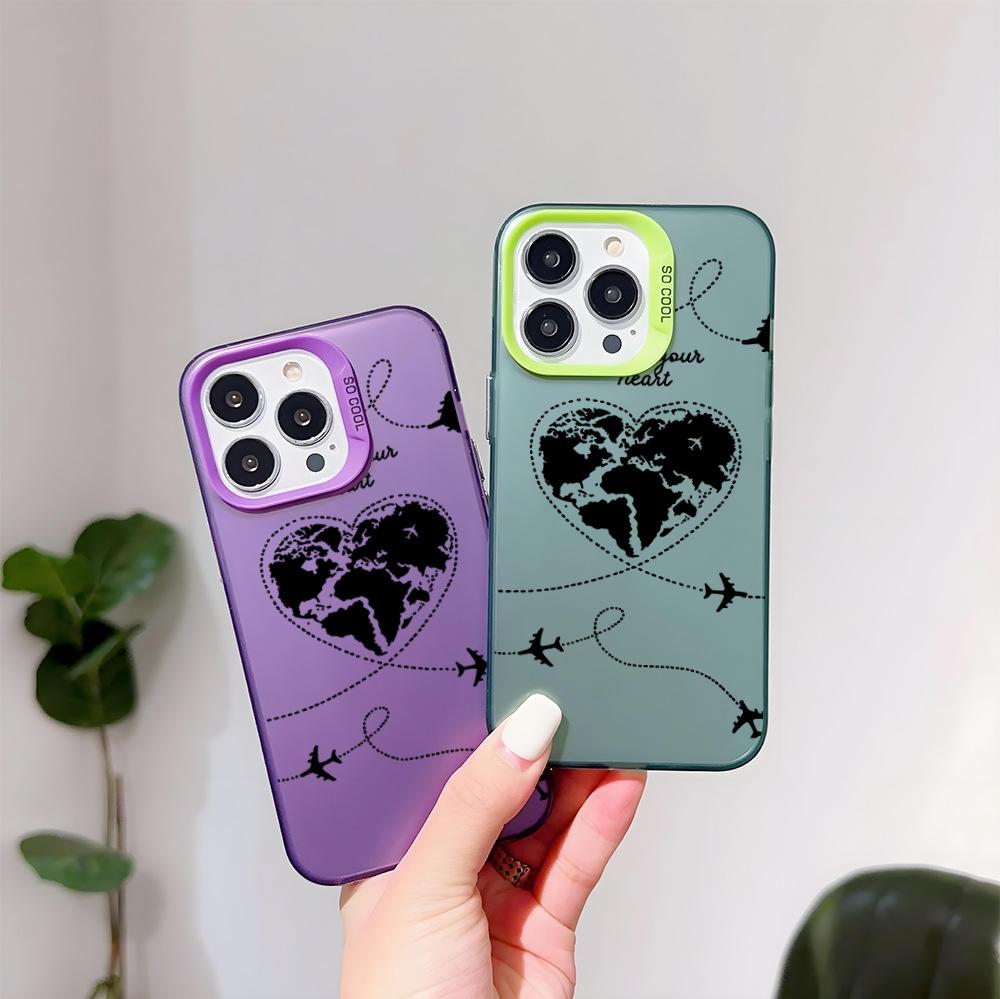 New love plane couple iPhone17 mobile phone case Apple 16Pro anti-drop IMD color silver 15pm