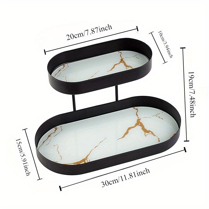 1pc Double Storage Rack , Furniture Storage Tray , Foyer Perfume & Cosmetic Display Rack , Desktop Organiser , Oval Key Tray , Jewellery Organiser
