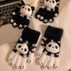 Cute red panda plush knitted five-finger gloves for women in winter, students can ride electric vehicles to keep warm and thicker